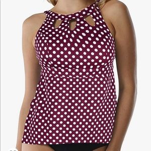 Septangle Halter High Neck Tankini Key Hole Bathing Suit top